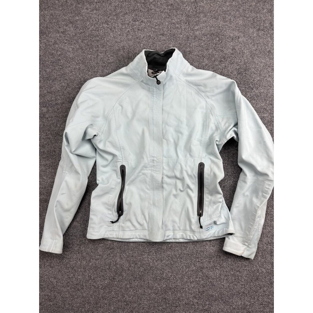 Outdoor Research Softshell Jacket Womens Small Light Blue Fleece Lined Full Zip